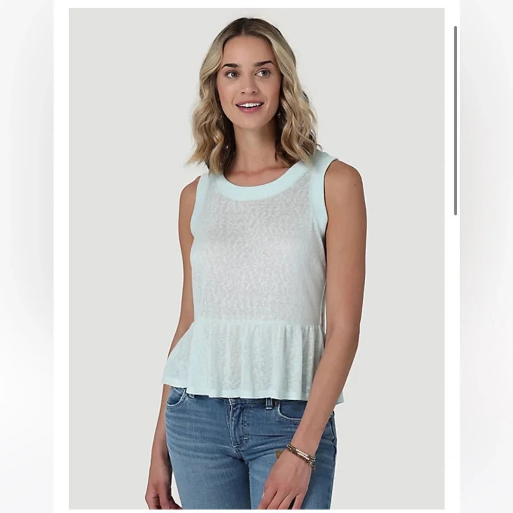 Wrangler Mint Sleeveless Babydoll Soft Ruffle Tank Size Large Nwt